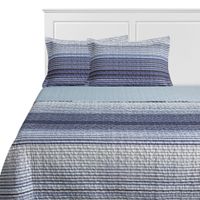 Cubrecama Estampado Krea Queen Plaza Microfibra Tartán Azul