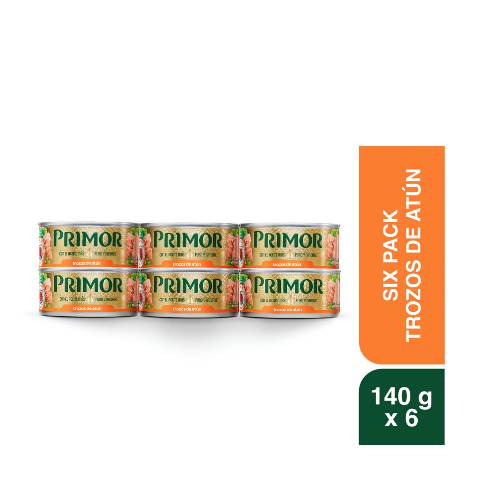 Sixpack Trozos de Atún en Aceite Vegetal Primor 140g