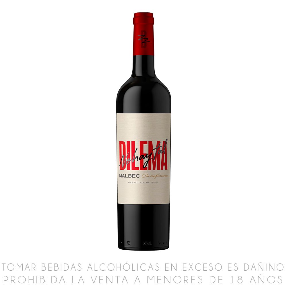Vino Tinto Malbec Dilema Botella 750ml