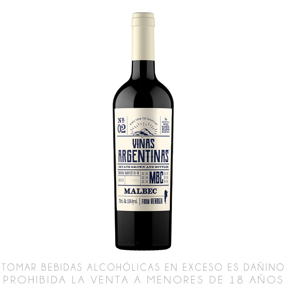 Vino Tinto Malbec Viñas Argentinas Botella 750ml