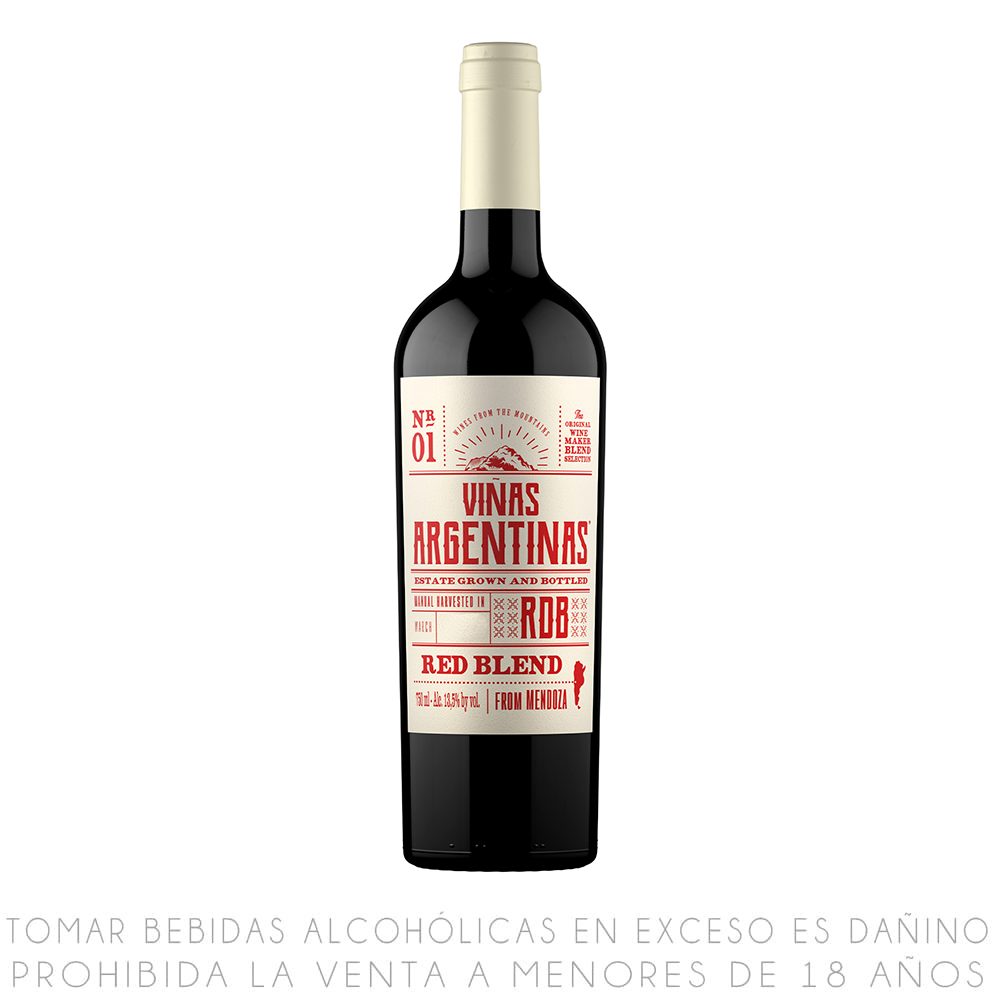 Vino Tinto Blend Viñas Argentinas Botella 750ml