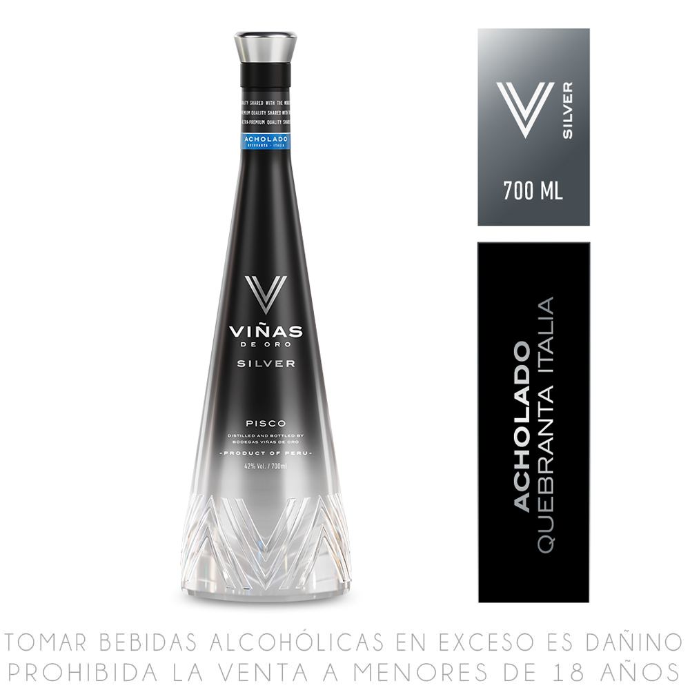 Pisco Acholado Quebranta Italia Viñas de Oro Silver Botella 700ml
