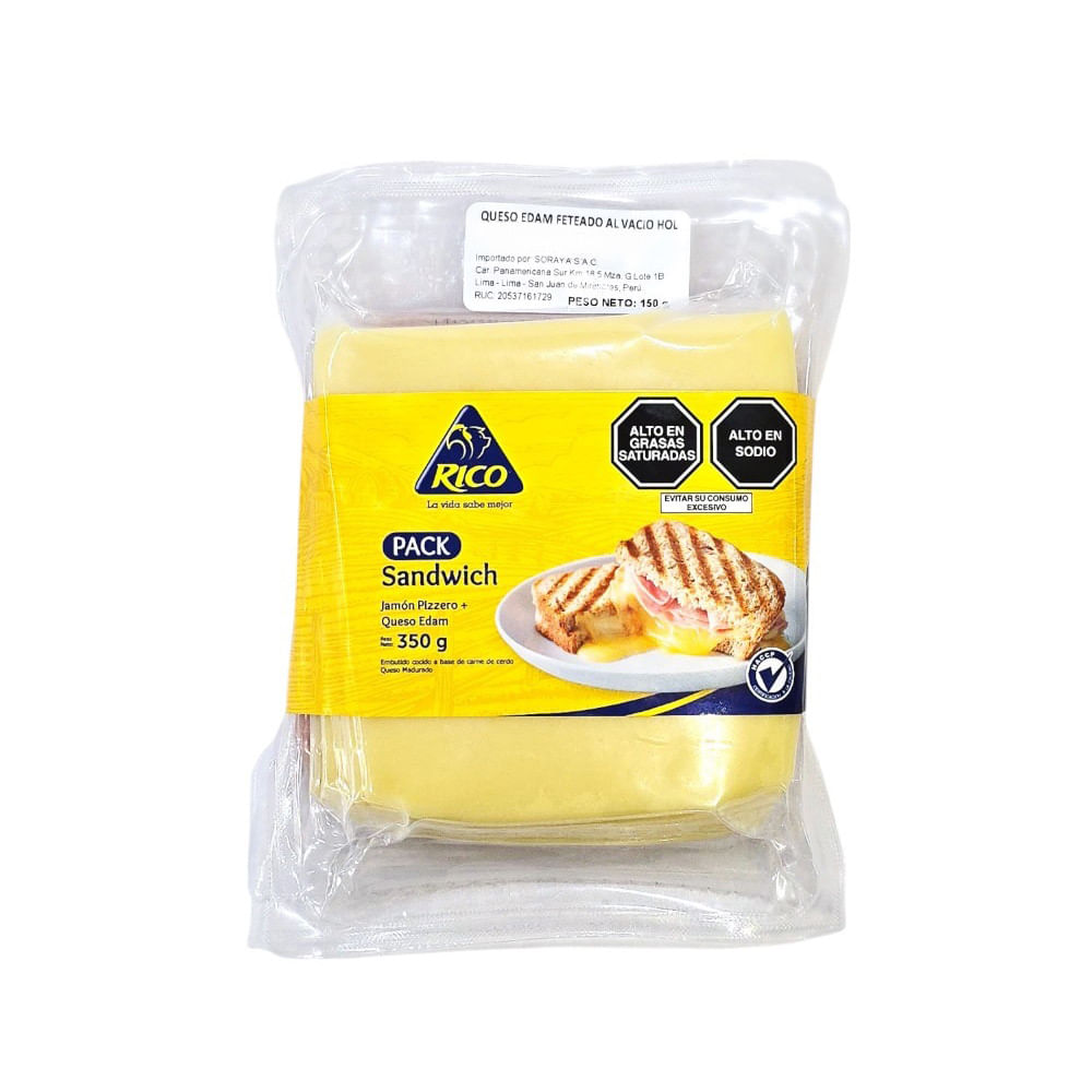 Pack Rico Sandwich 350g: Jamón Pizzero + Queso Edam