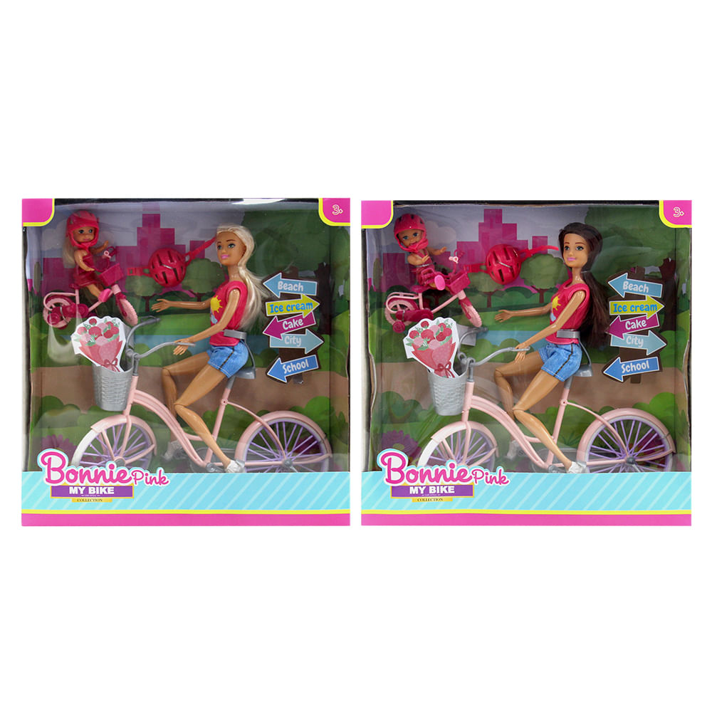 Muñeca Bonnie Pink Paseo en Bici + Niña Surtido