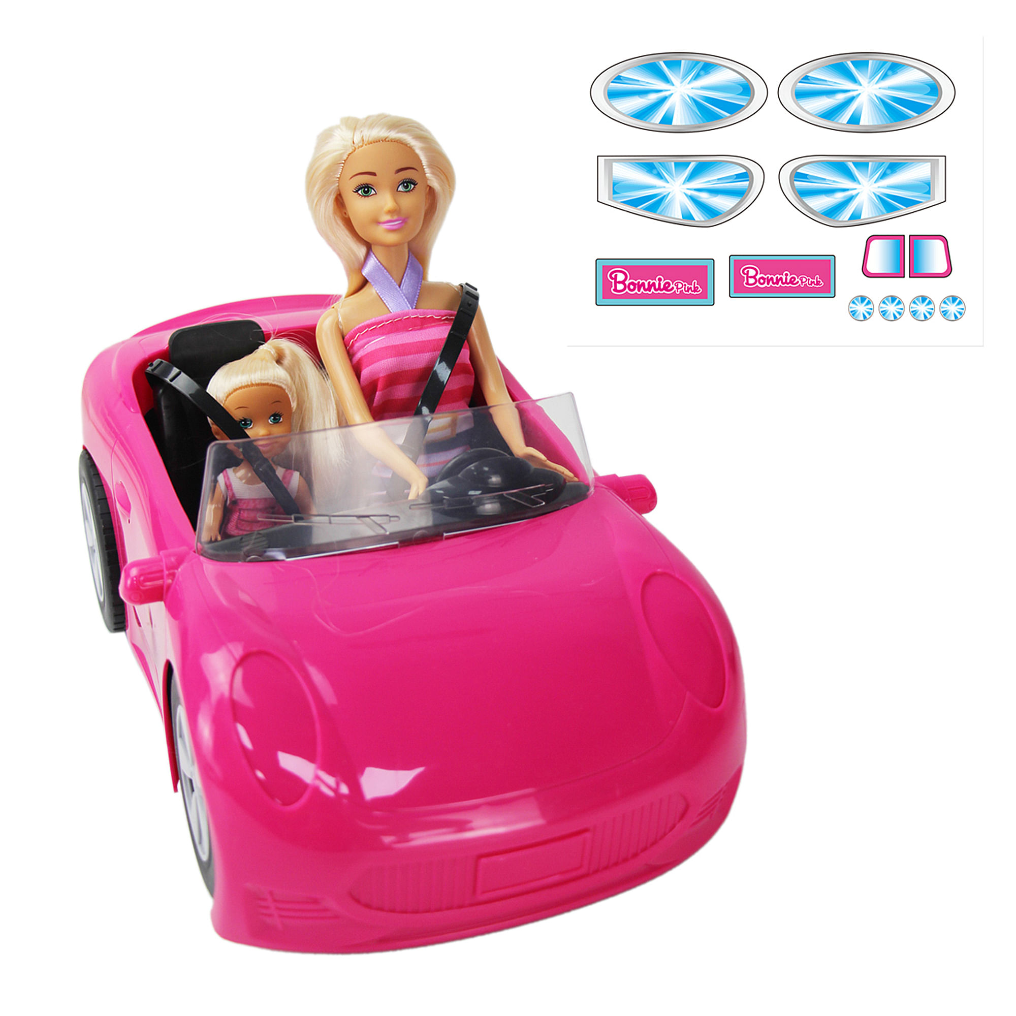 Muñeca Bonnie Pink + Auto de Playa Surtido