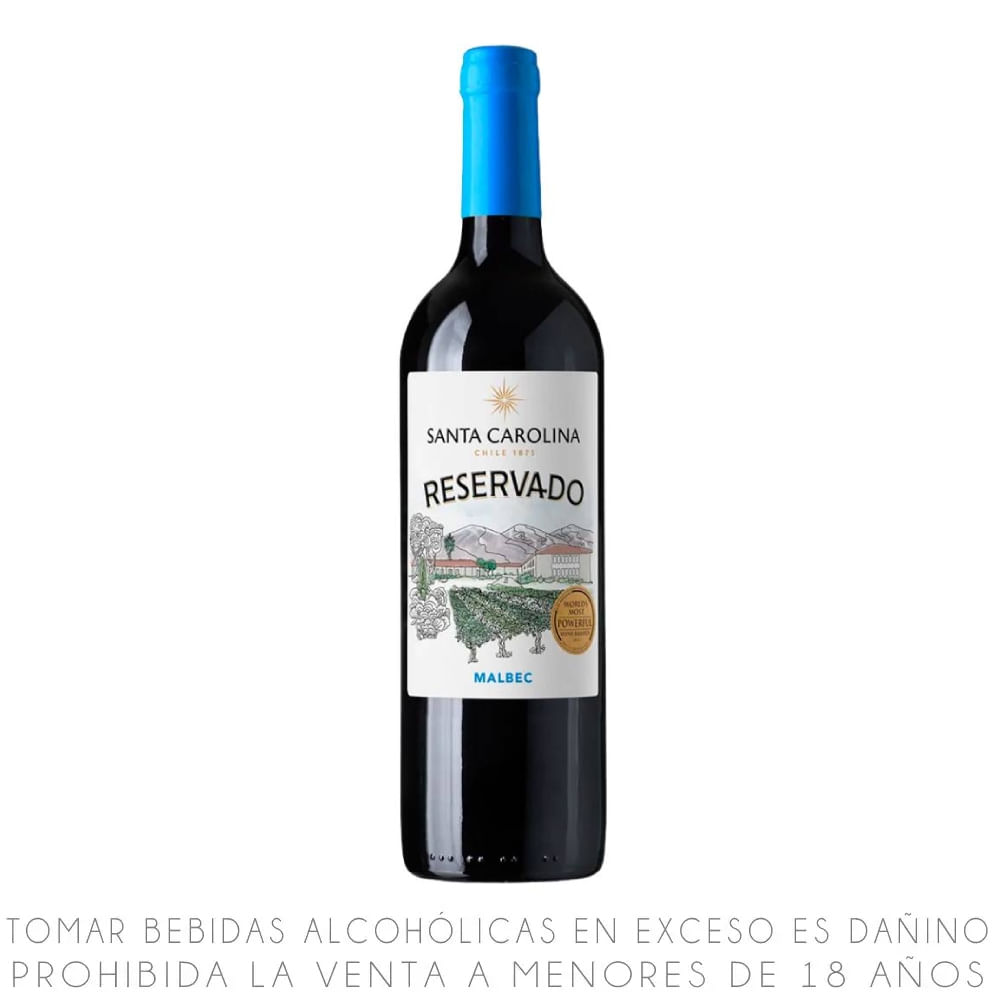 Vino Tinto Malbec Santa Carolina Reservado Botella 750ml