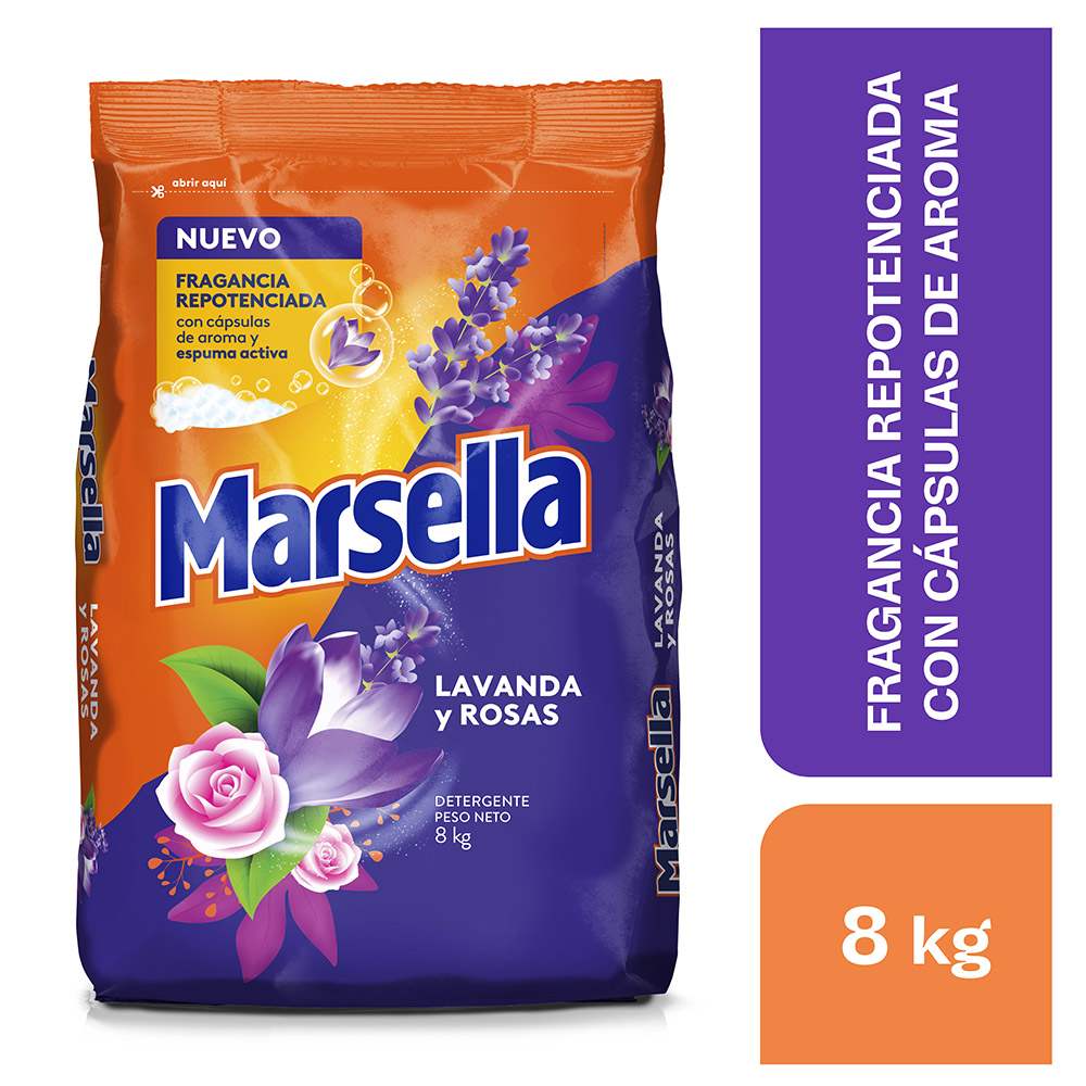 Detergente en Polvo Marsella Lavanda y Rosas 8kg