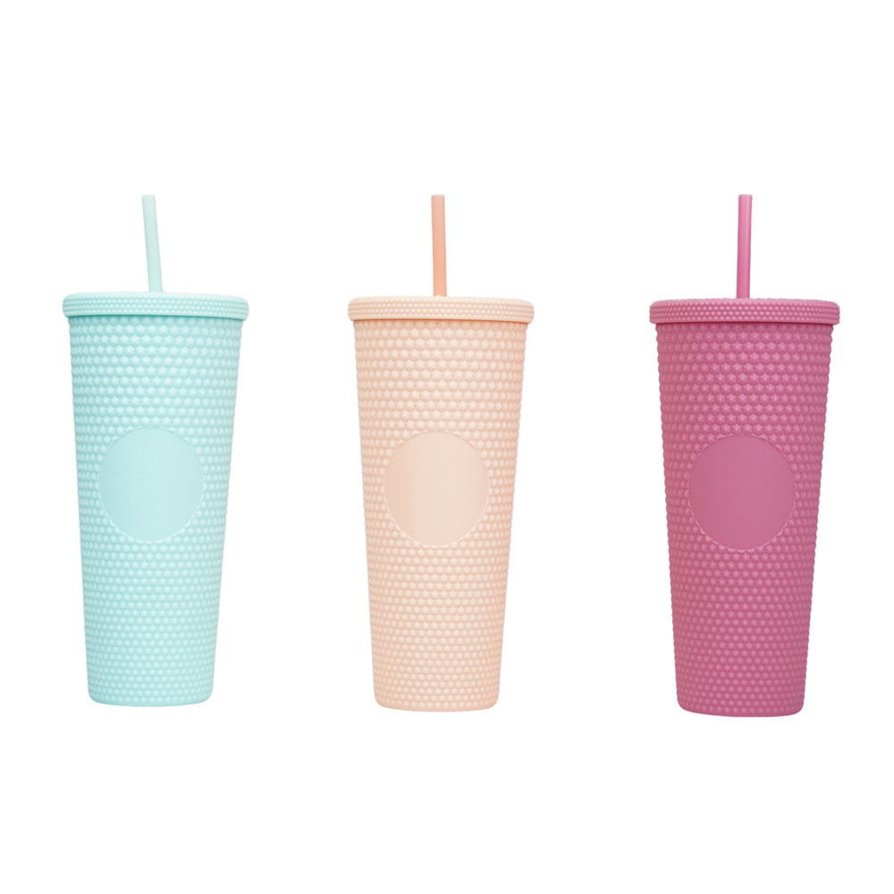 Vaso Plástico Krea Grande con Bombilla