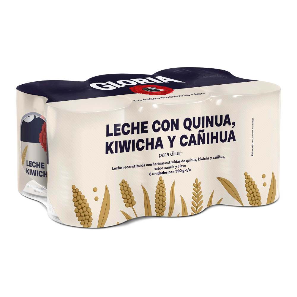Sixpack Leche Reconstituida con Quinua , Kiwicha y Cañihua Gloria 390g