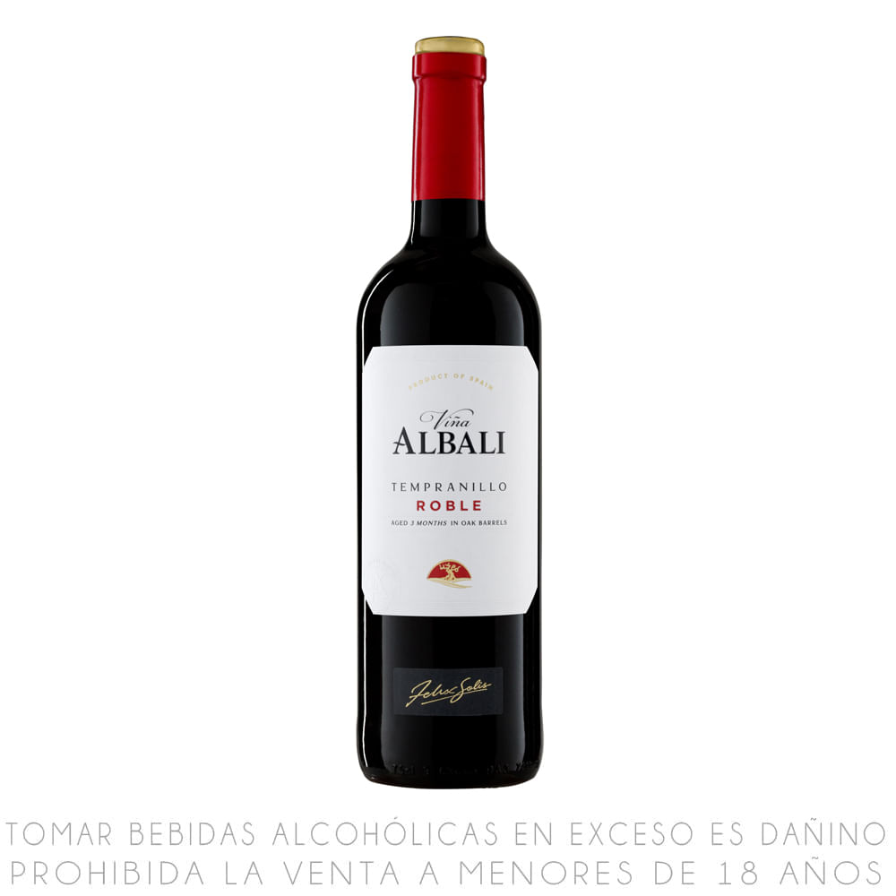 Vino Tinto Tempranillo Viña Albali Roble Botella 750ml