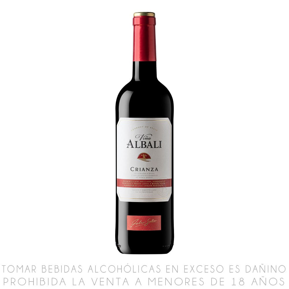 Vino Tinto Tempranillo Viña Albali Crianza Botella 750ml