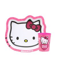 Set Plato Scool Forma con Vaso Hello Kitty