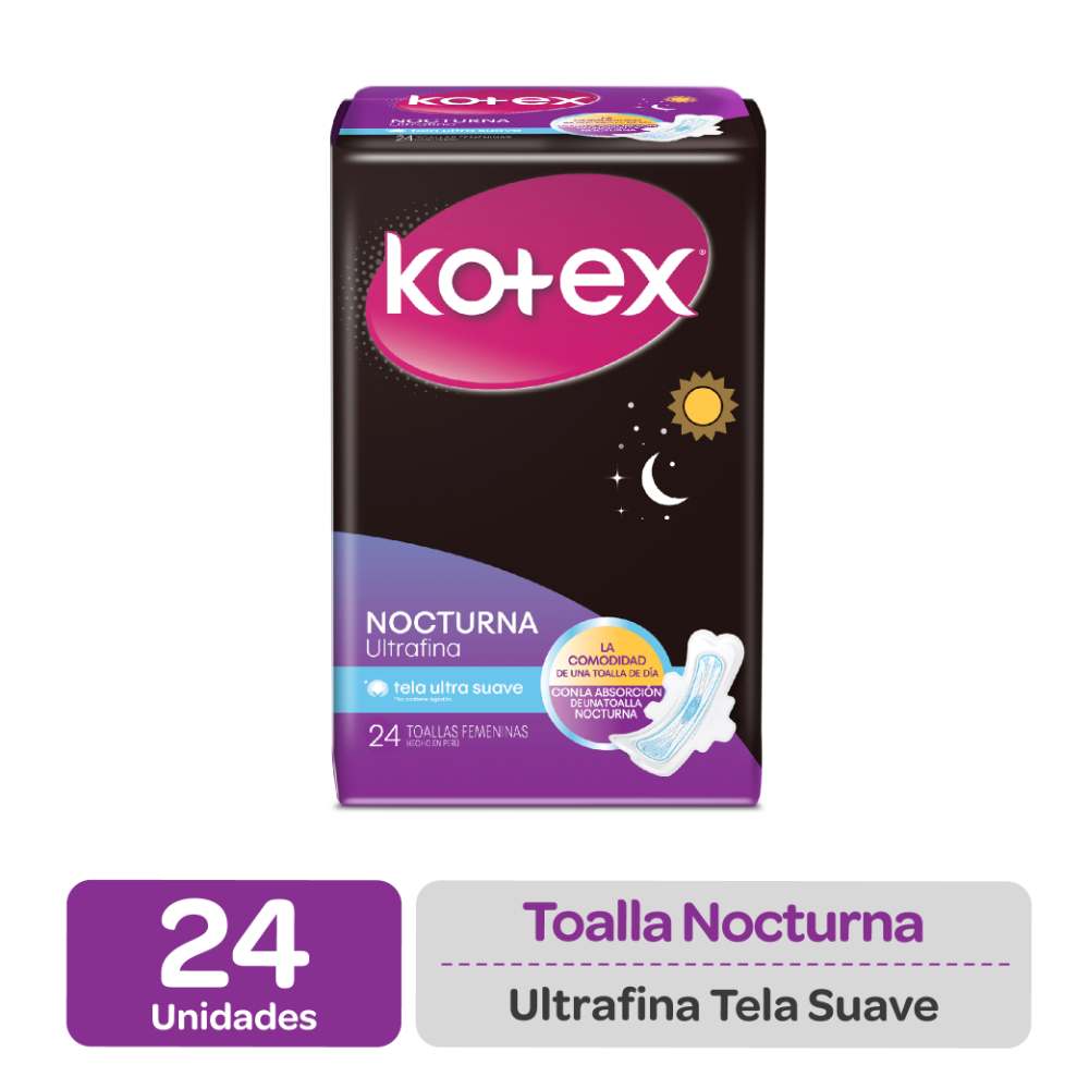 Toalla Higiénica Kotex Nocturna Ultrafina 24un