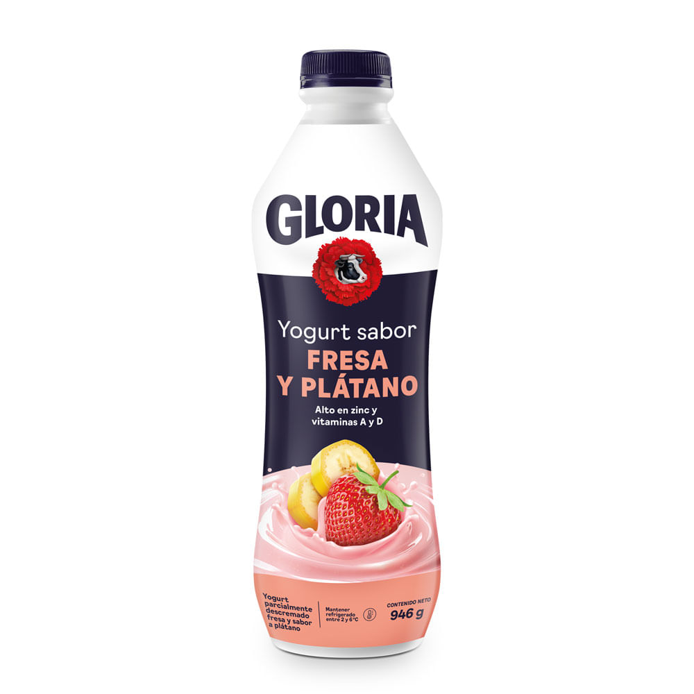 Yogurt Bebible Gloria Sabor Fresa Plátano Botella 946g