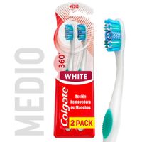 Cepillo de Dientes Colgate 360 Luminous White Medio 2un