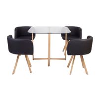 Juego de Comedor M+Design 4 Sillas Pizza 90x90x73cm Vidrio 3.0