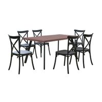 Juego de Comedor M+Design Toledo 6 Sillas Madera Obscura 160x90x75cm