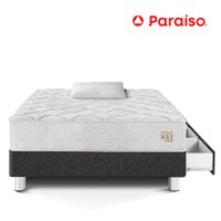Cama Pocket Max 1.5 Plazas + Cajones Charcoal + 1 Almohadas + Protector