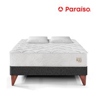 Cama Europea Pocket Max Queen Charcoal + 2 Almohadas + Protector