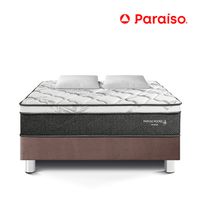 Cama Paraíso Pocket Star Chocolate Queen + 2 Almohadas + Protector