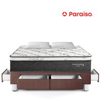Cama Paraíso Pocket Star Cajones Chocolate King + 2 Almohadas + Protector