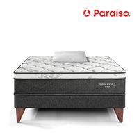 Cama Paraíso Pocket Star Europea Charcoal 1.5 Plazas + 1 Almohada + Protector