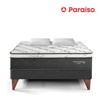 Cama Paraíso Pocket Star Europea Charcoal King + 2 Almohadas + Protector