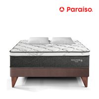 Cama Paraíso Pocket Star Europea Chocolate 2 Plazas + 2 Almohadas + Protector