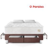 Cama Pocket Max King con Cajones Chocolate + 2 Almohadas + Protector
