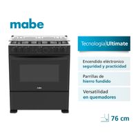 Cocina de Piso 6 Quemadores 76cm Negro Mabe CMP3020FN1