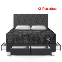 Dormitorio Pocket Paraíso Max Black con Cajones King + 2 Almohadas+ 1 Protector