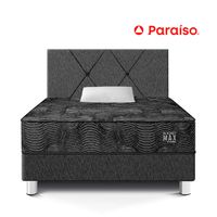Dormitorio Pocket Paraíso Max Black 1.5 Plazas + 1 Almohada+ 1 Protector