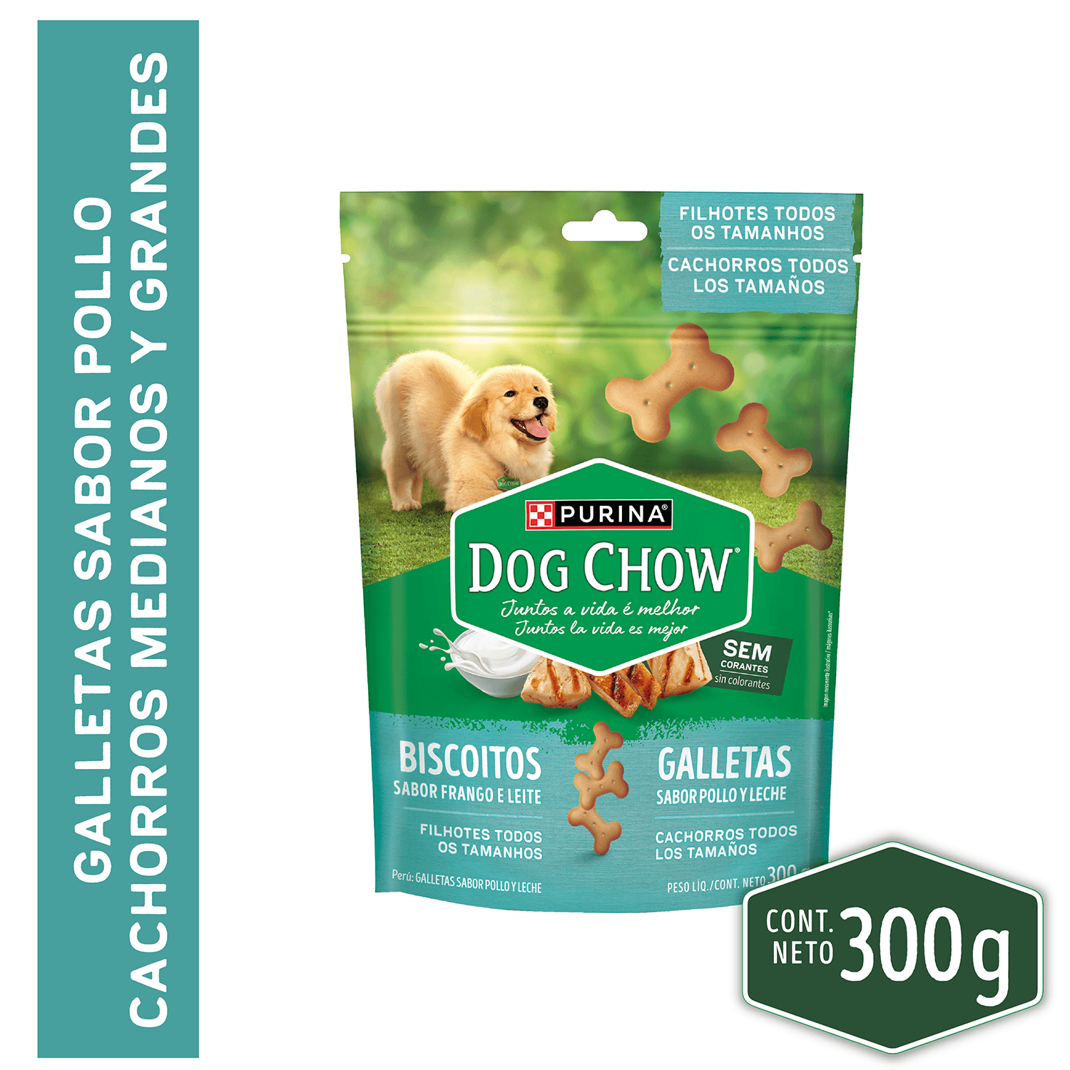 Galletas Dog Chow Pollo y Leche Cachorros 300g