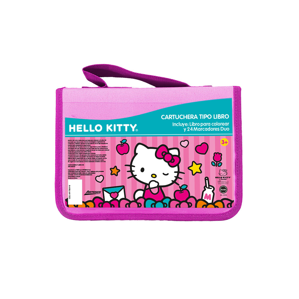Cartuchera Tip Libro Hello Kitty + Plumones