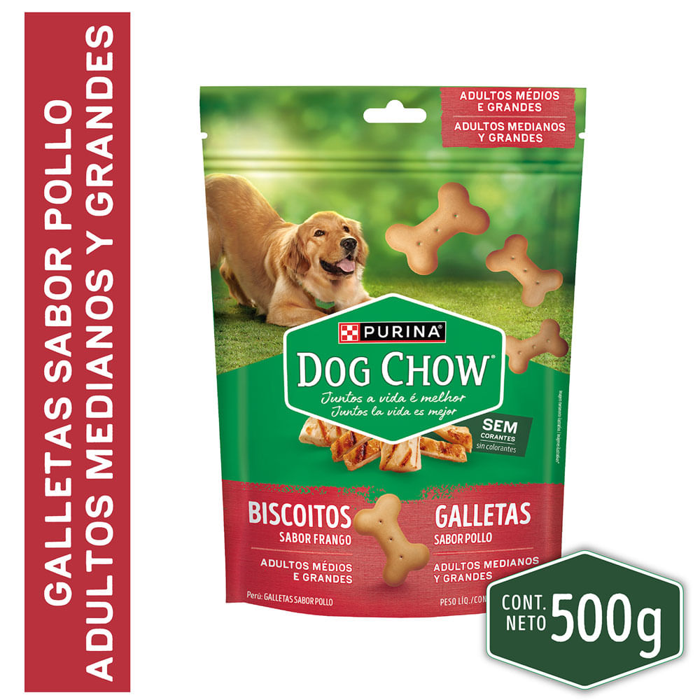 Galletas Dog Chow Pollo Adultos Med y Grandes 500g