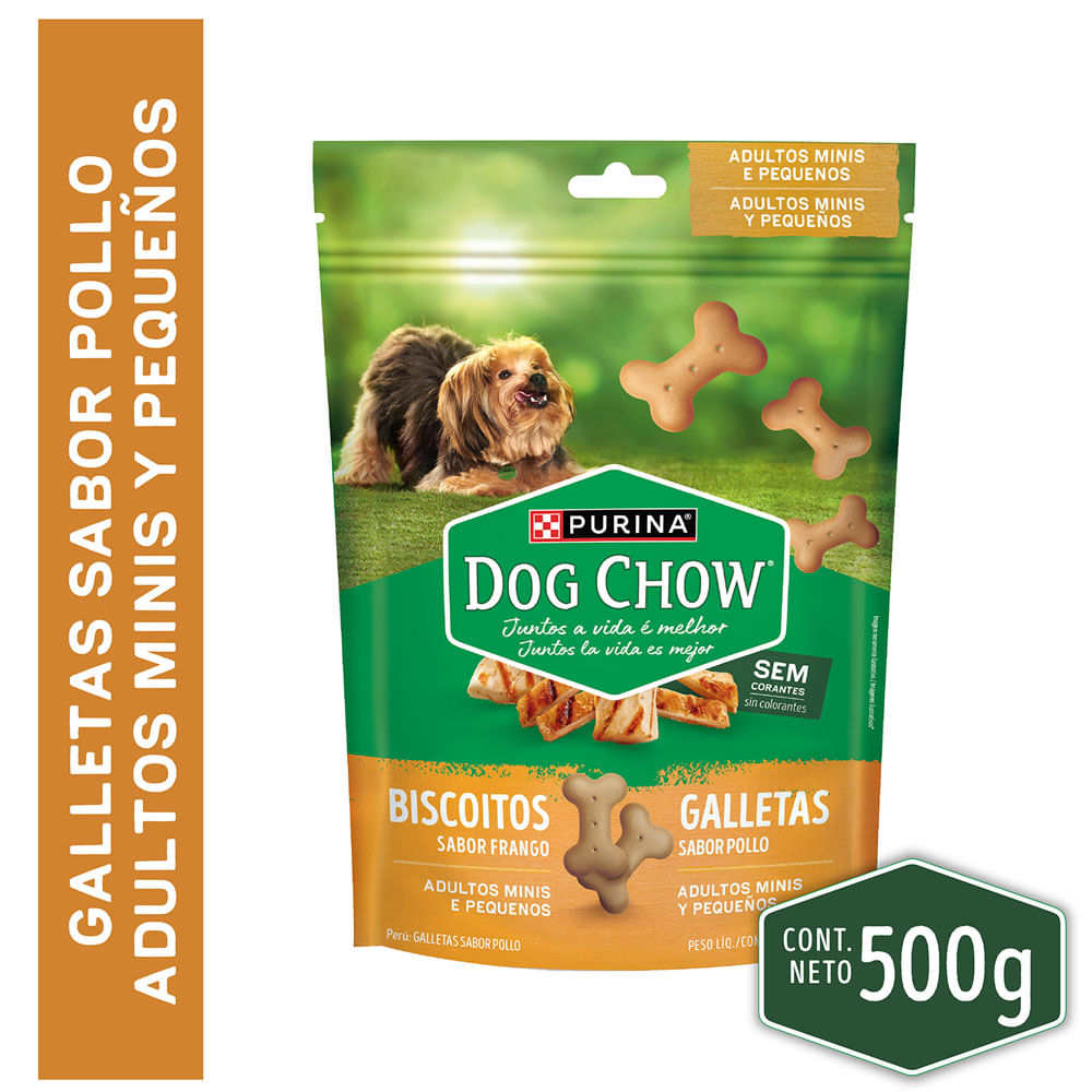 Galletas Dog Chow Pollo Adultos Minis y Peq 500g