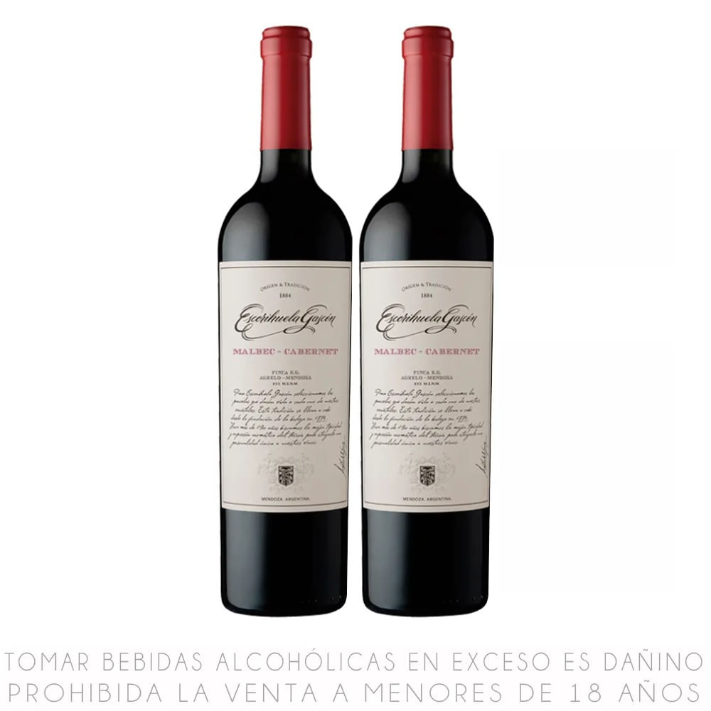 Twopack Vino Tinto Malbec Cabernet Escorihuela Gascón Botella 750ml
