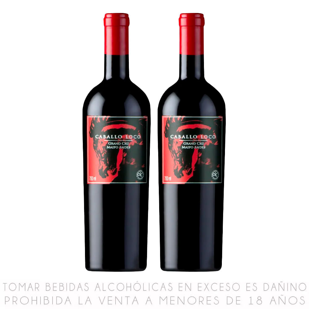 Twopack Vino Tinto Caballo Loco Grand Cru Maipo Botella 750ml