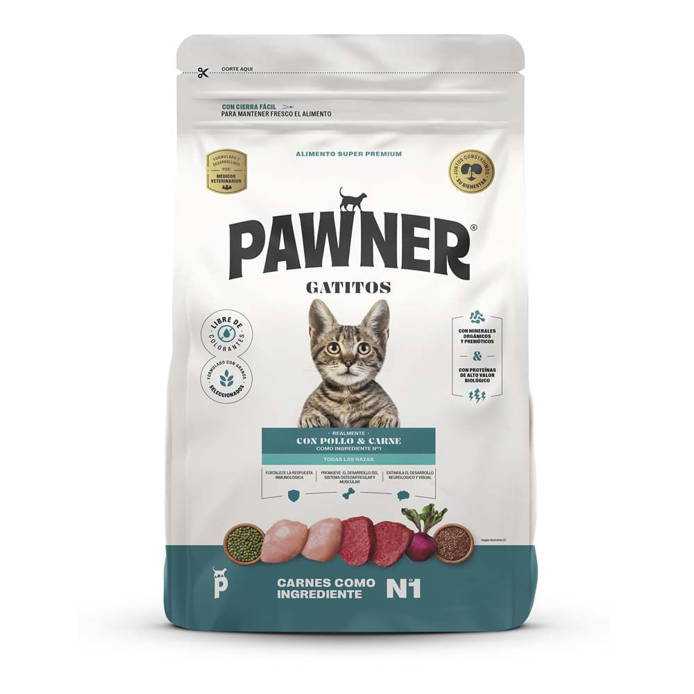 Alimento Seco Pawner Cat Pollo Carne 1Kg