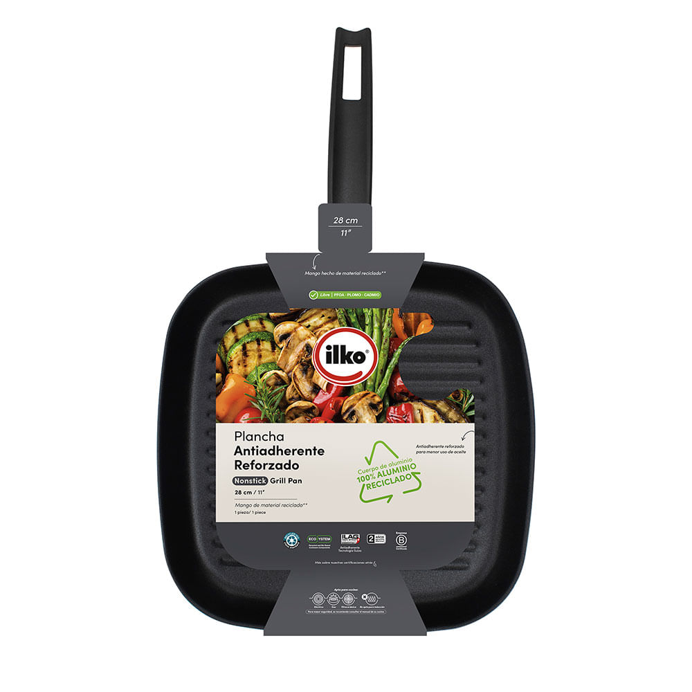 Plancha Ilko Cool Gray Aluminio Reciclado 28cm