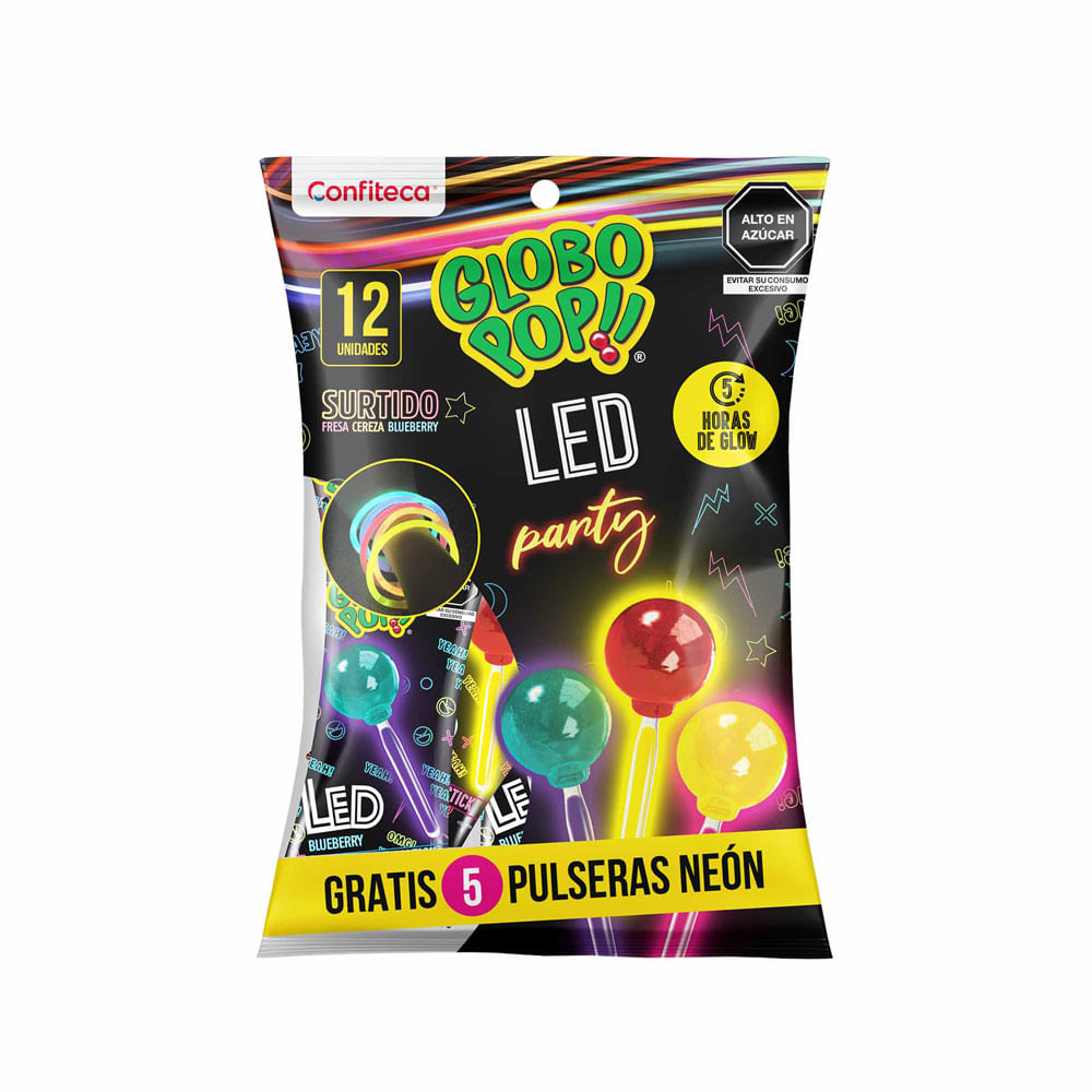 Chupete Globo Pop LED Party 12un