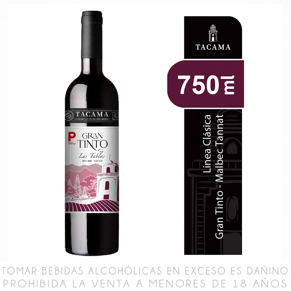 Vino Tinto Blend Tacama Gran Tinto Las Tablas Botella 750ml