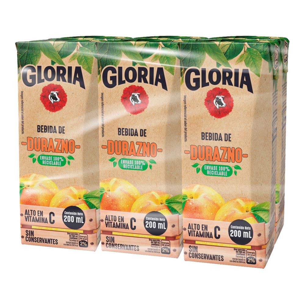 Pack x6 Bebida de Durazno Gloria 200ml