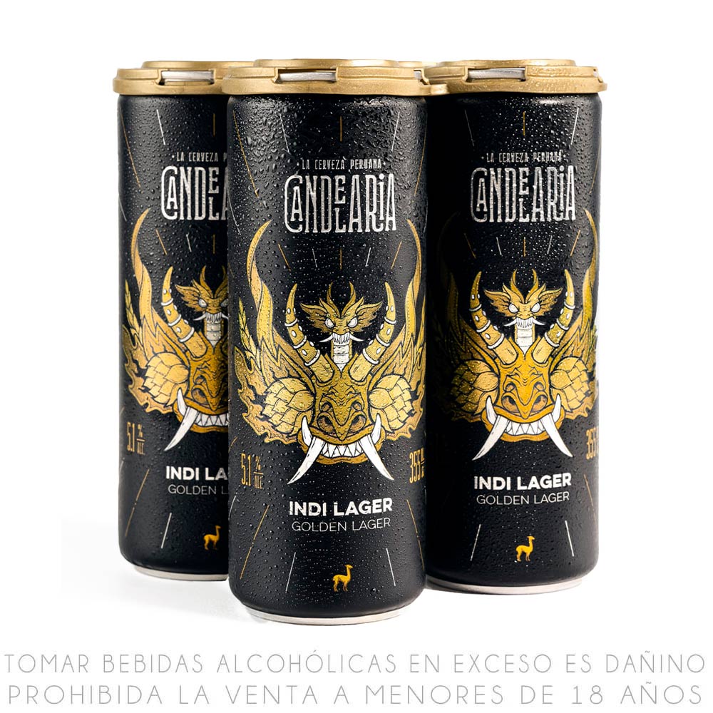 Fourpack Cerveza Artesanal Candelaria Lager Indi Lata 355ml