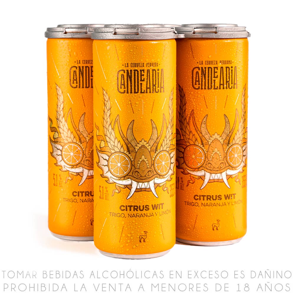 Fourpack Cerveza Artesanal Candelaria Trigo Citrus Wit Lata 355ml