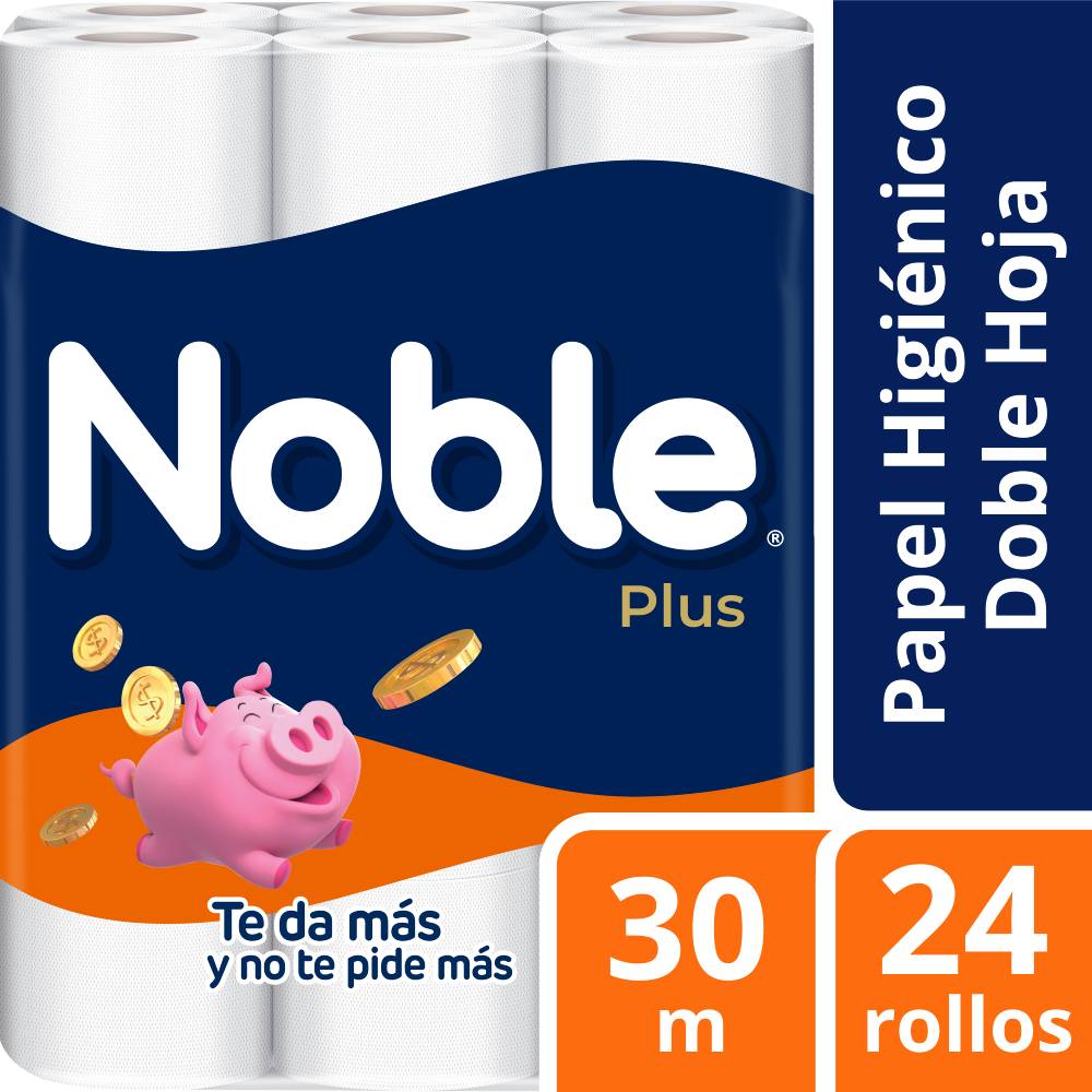 Papel Higiénico Doble Hoja Noble Plus 24un