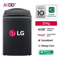 Lavadora Carga Superior LG WT23PBVS6 23 Kg AI DD Negro Plateado