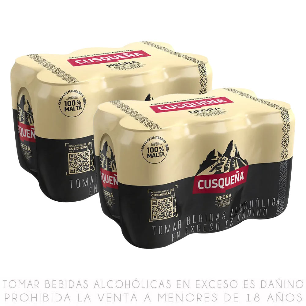 Sixpack x2 Cerveza Cusqueña Negra Lata 355ml