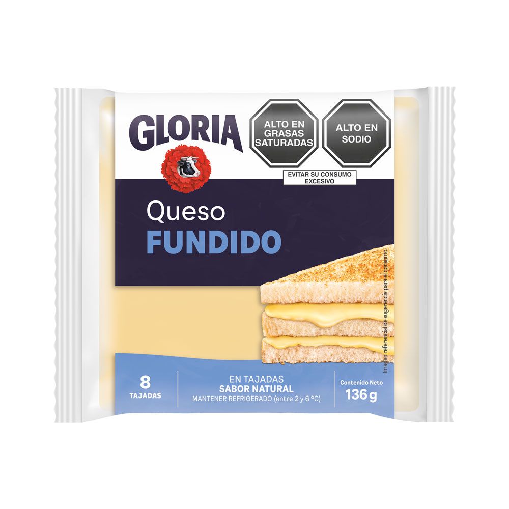 Queso Fundido en Tajadas Gloria Sabor Natural 136g