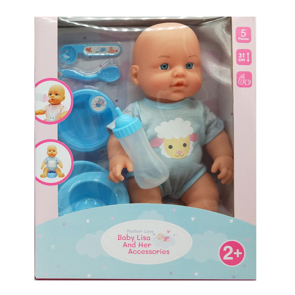 Muñeca Mother Love con 5 accesorios